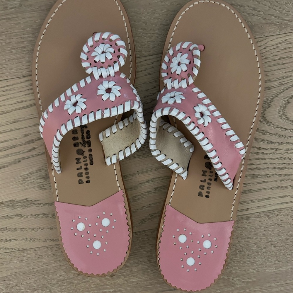 Palm Beach Sandals Pink and White Embellished Sandals